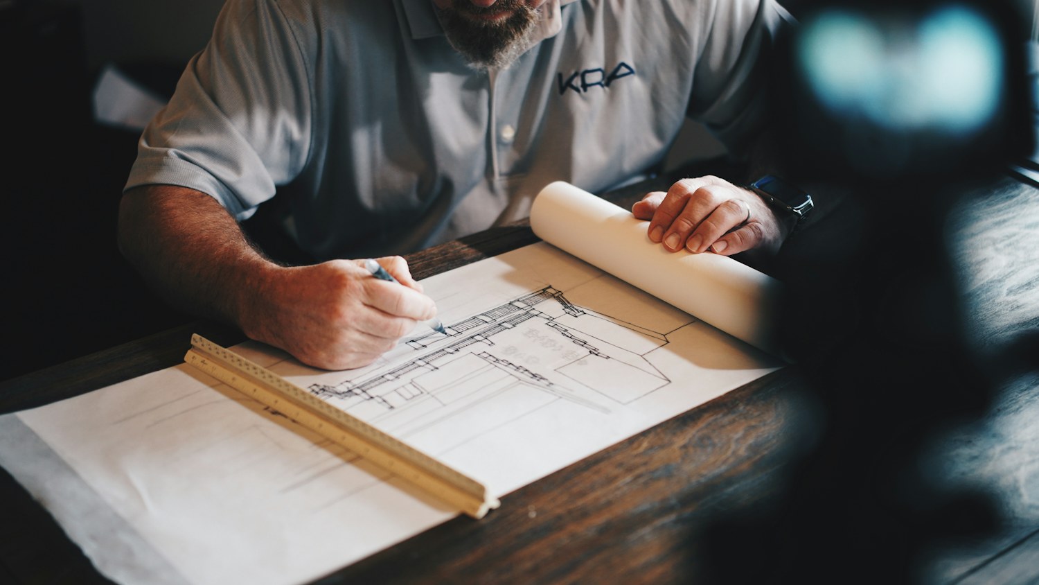 Architect developing a floor plan